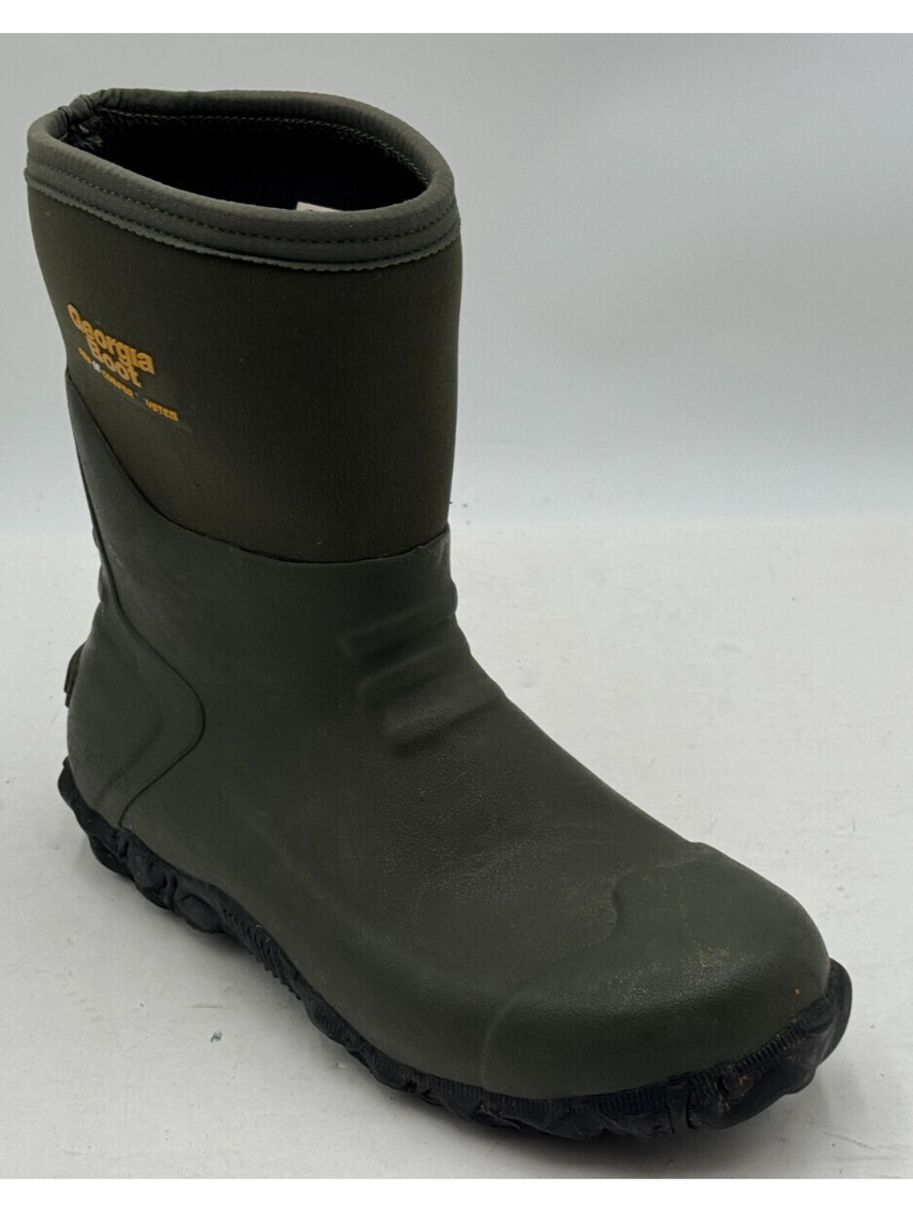 Georgia Boot 10" Rubber Men's Boots Size 8 Green Waterproof Mid Calf Pull On